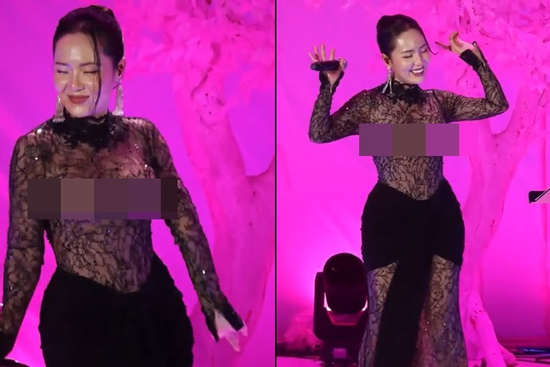 Phương Linh gây sốc với chiếc váy xuyên thấu chỉ đủ che chắn vòng 3
