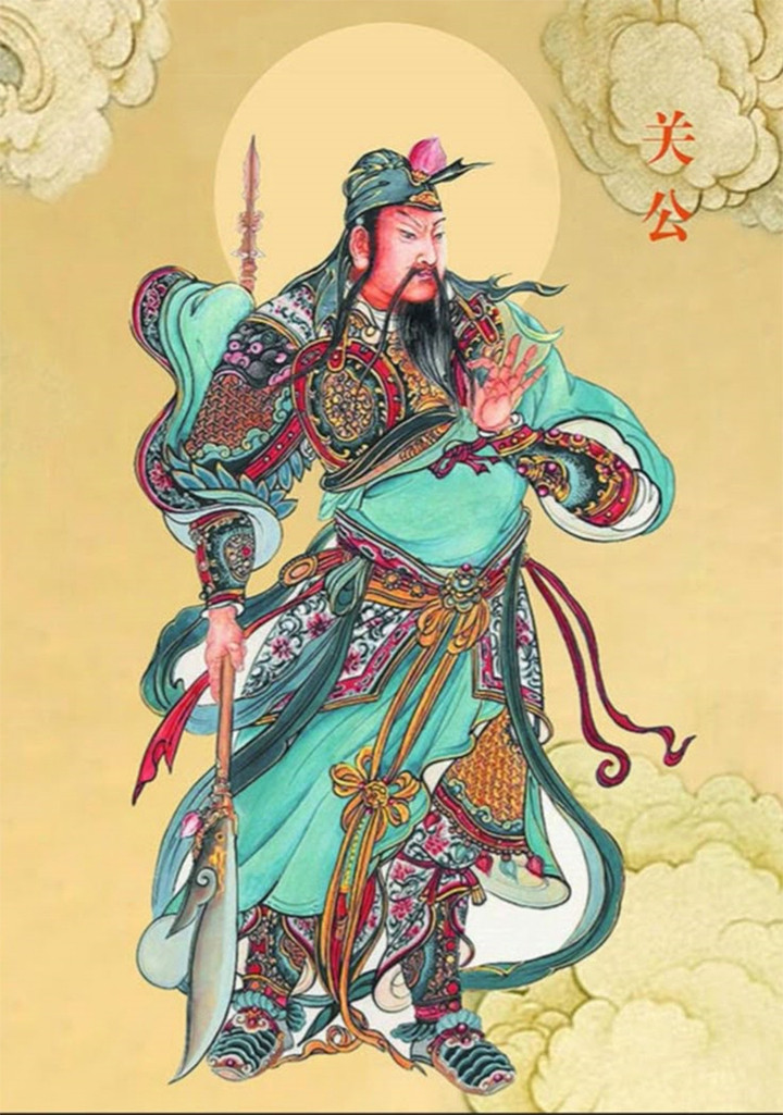 Quan Vũ được mô tả là mặt đỏ, râu dài 2 thước, thân cao 9 thước.