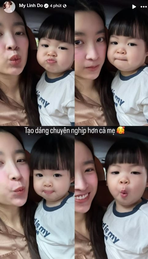 Cưng xỉu khoảnh khắc Đỗ Mỹ Linh bên chồng đại gia phiên bản mini