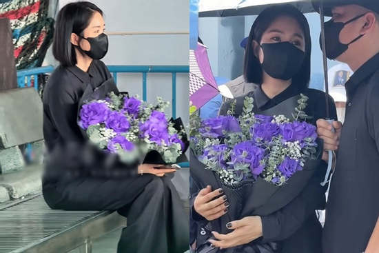 Lê Phương lặng người xuất hiện trong lễ thủy táng Quý Bình