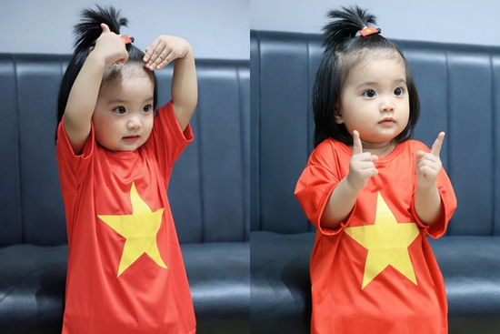Con gái Khánh Thi 'đốn tim' với bộ ảnh diện áo cờ đỏ sao vàng
