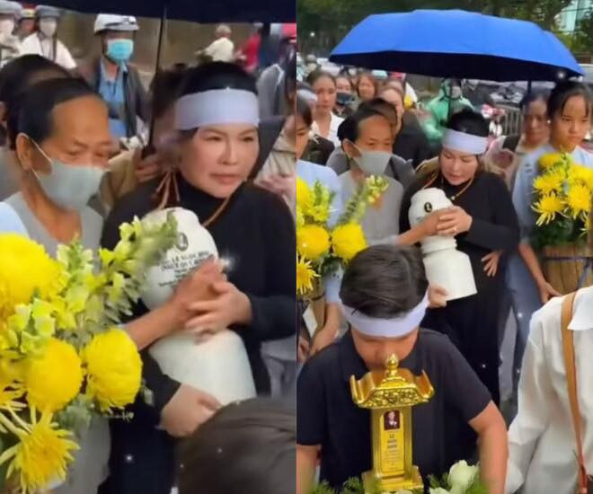 Khoảnh khắc vợ Quý Bình gục ngã khi rải tro cốt chồng xuống biển