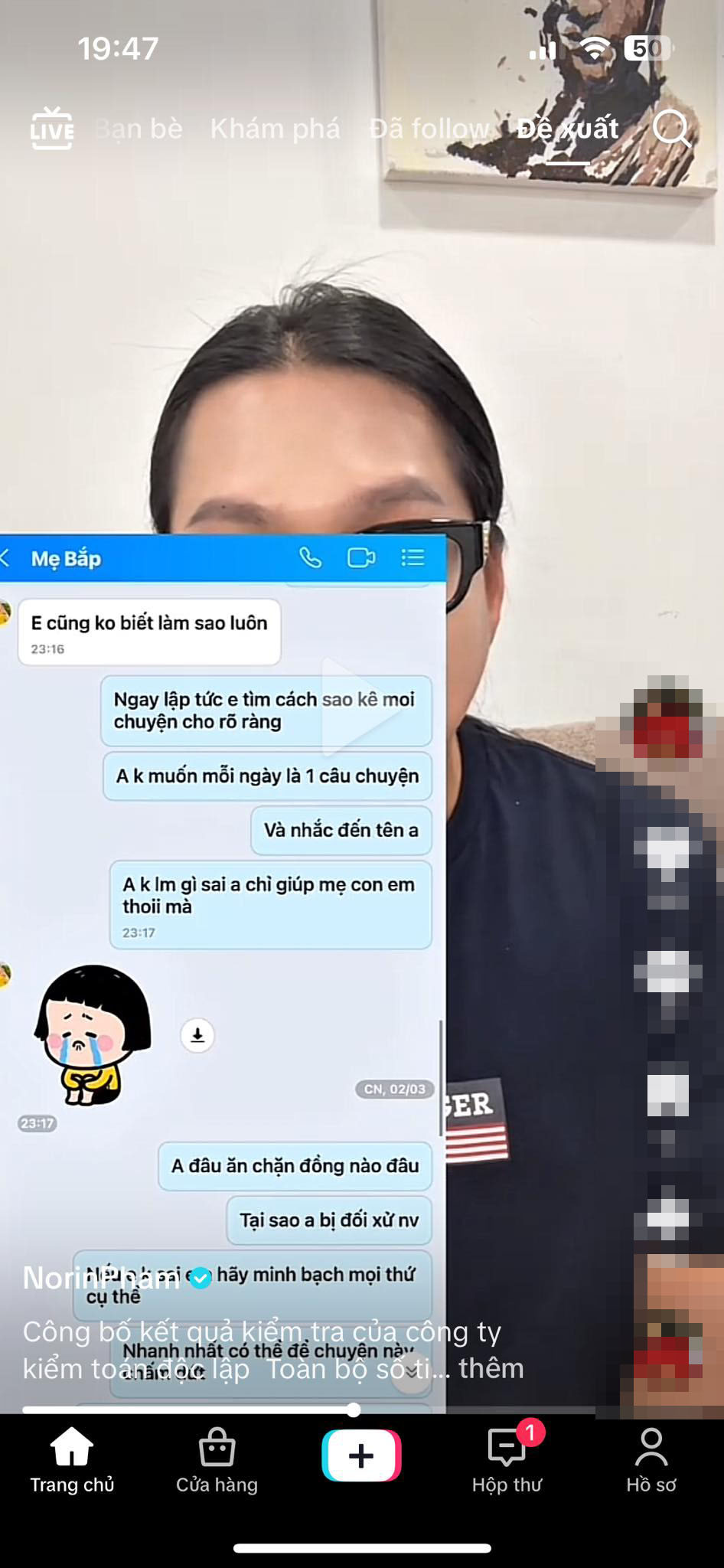 Rò rỉ tin nhắn Phạm Thoại liên tục yêu cầu mẹ Bắp sao kê thái độ chị Thu Hòa gây sốc