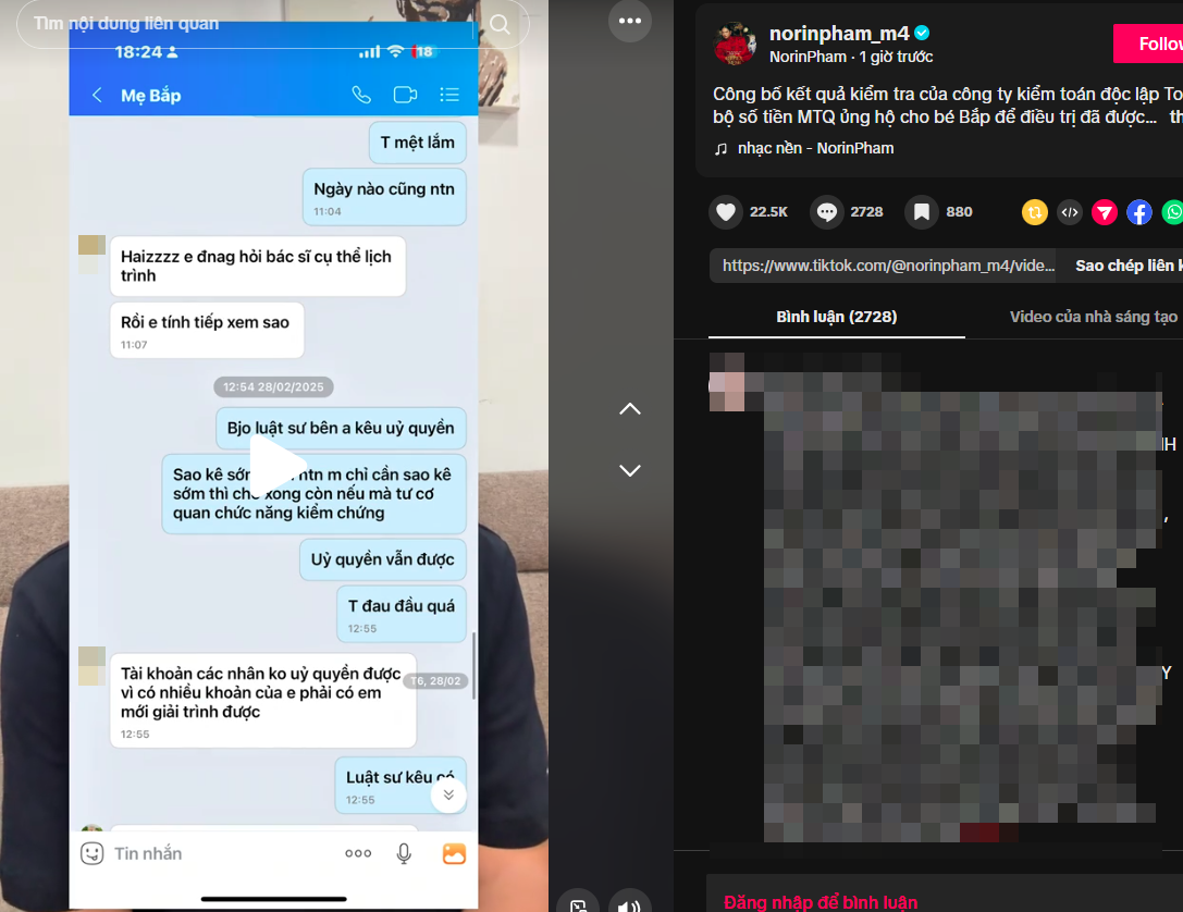 Rò rỉ tin nhắn Phạm Thoại liên tục yêu cầu mẹ Bắp sao kê thái độ chị Thu Hòa gây sốc