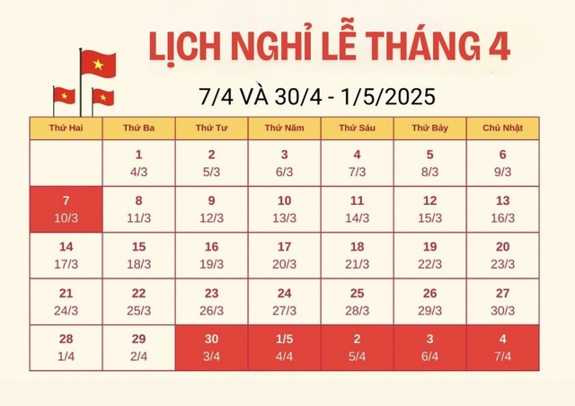 Chi tiết lịch nghỉ lễ 30/4, 1/5/3025 : Người lao động nghỉ 5 ngày liên tiếp- Ảnh 2.