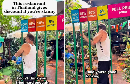 Thực khách cố lách người qua khe hẹp để được nhà hàng giảm giá