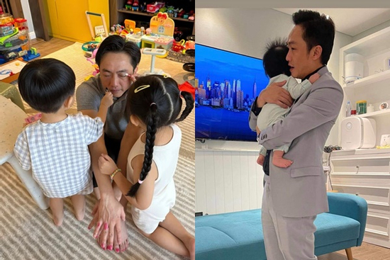 Khoảnh khắc Cường Đô La làm mẫu cho con trang điểm, sơn móng tay gây sốt