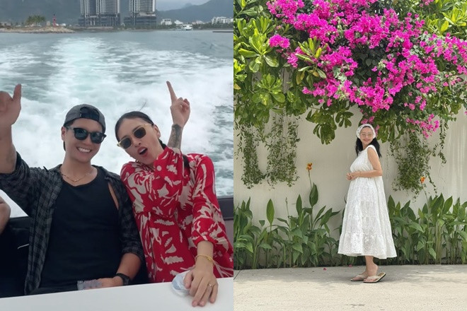 Ngô Thanh Vân mặc bikini khoe bụng bầu to tướng ở tháng thứ 6