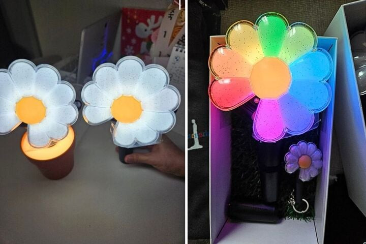 Chiếc lightstick của G-Dragon có gì mà fan Việt sẵn sàng chi 10 triệu để sở hữu? Chiếc lightstick có hình dáng một bông hoa cúc trắng với nhụy vàng, đi kèm phần thân cây và lá, tạo cảm giác như một bông hoa thật.