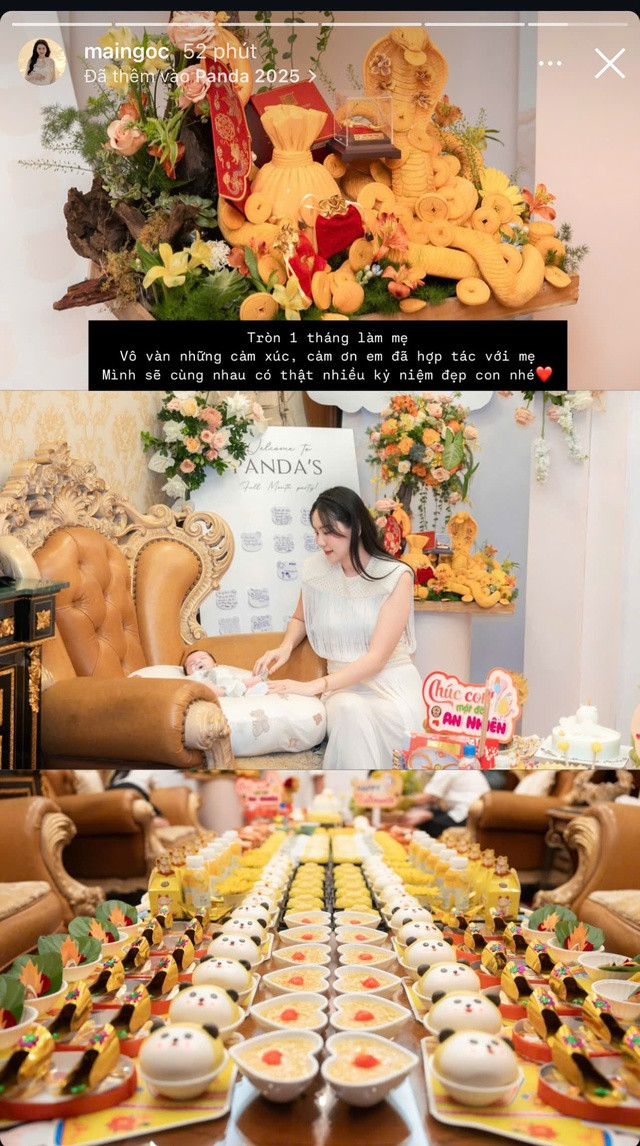 MC Mai Ngọc khoe tiệc đầy tháng chuẩn rich kid của con trai để lộ quan hệ với mẹ chồng