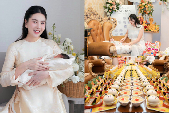 MC Mai Ngọc khoe tiệc đầy tháng chuẩn rich kid của con trai, để lộ quan hệ với mẹ chồng