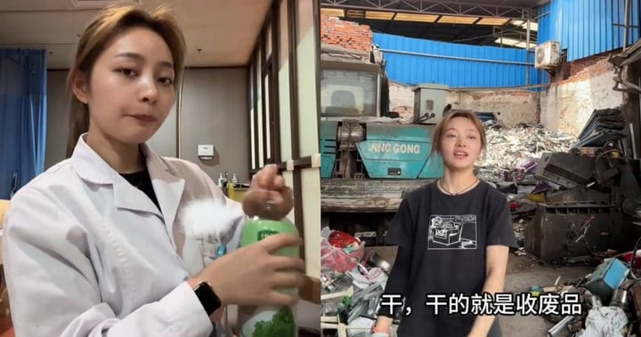 Nữ bác sỹ ở Tứ Xuyên thu gom rác tái chế sau giờ làm việc. (Ảnh: Sohu)