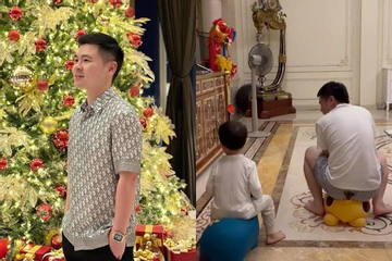 Ông xã Đỗ Mỹ Linh ra ngoài dát hàng hiệu tiền tỷ, về nhà làm bố bỉm giản dị hết cỡ