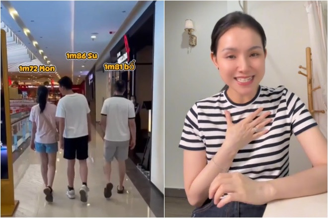 Hoa hậu Thùy Lâm khoe chiều cao gây choáng của gia đình quý tử 14 tuổi đã gần 1m9