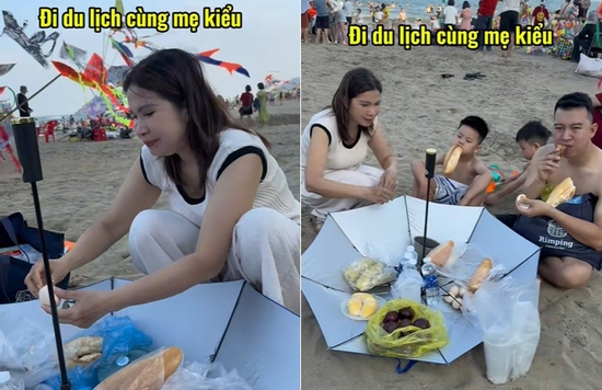 Cả nhà ngả ô ăn trứng luộc, nem rán trên bãi biển Thanh Hóa hút 6,4 triệu view