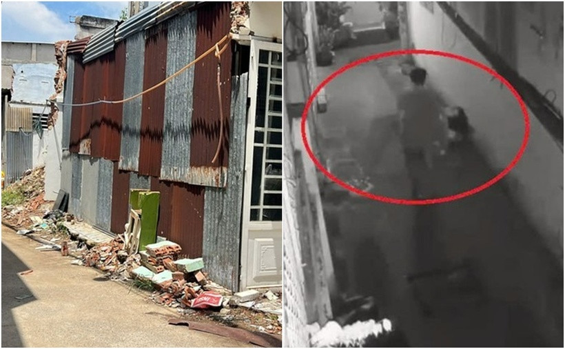 Camera ghi lại hình ảnh người đàn ông ôm thi thể người mẹ đem bỏ ra đường. (Ảnh: Cơ quan công an)