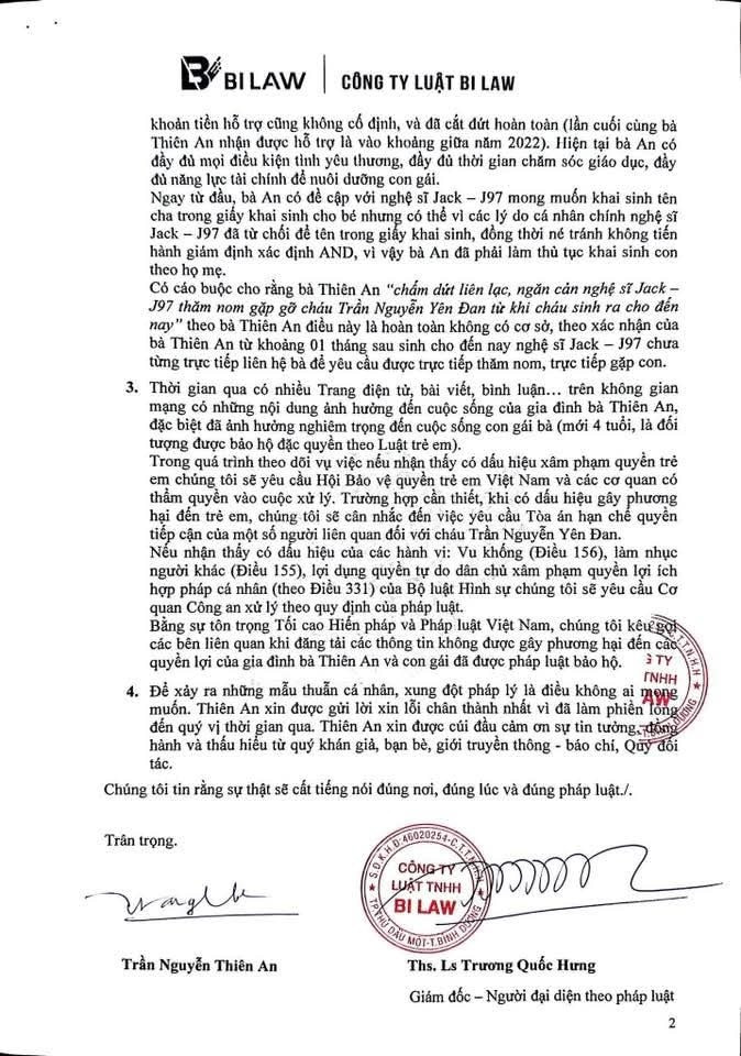 Thiên An phản pháo Jack không xét nghiệm ADN đã ngừng đưa tiền chu cấp