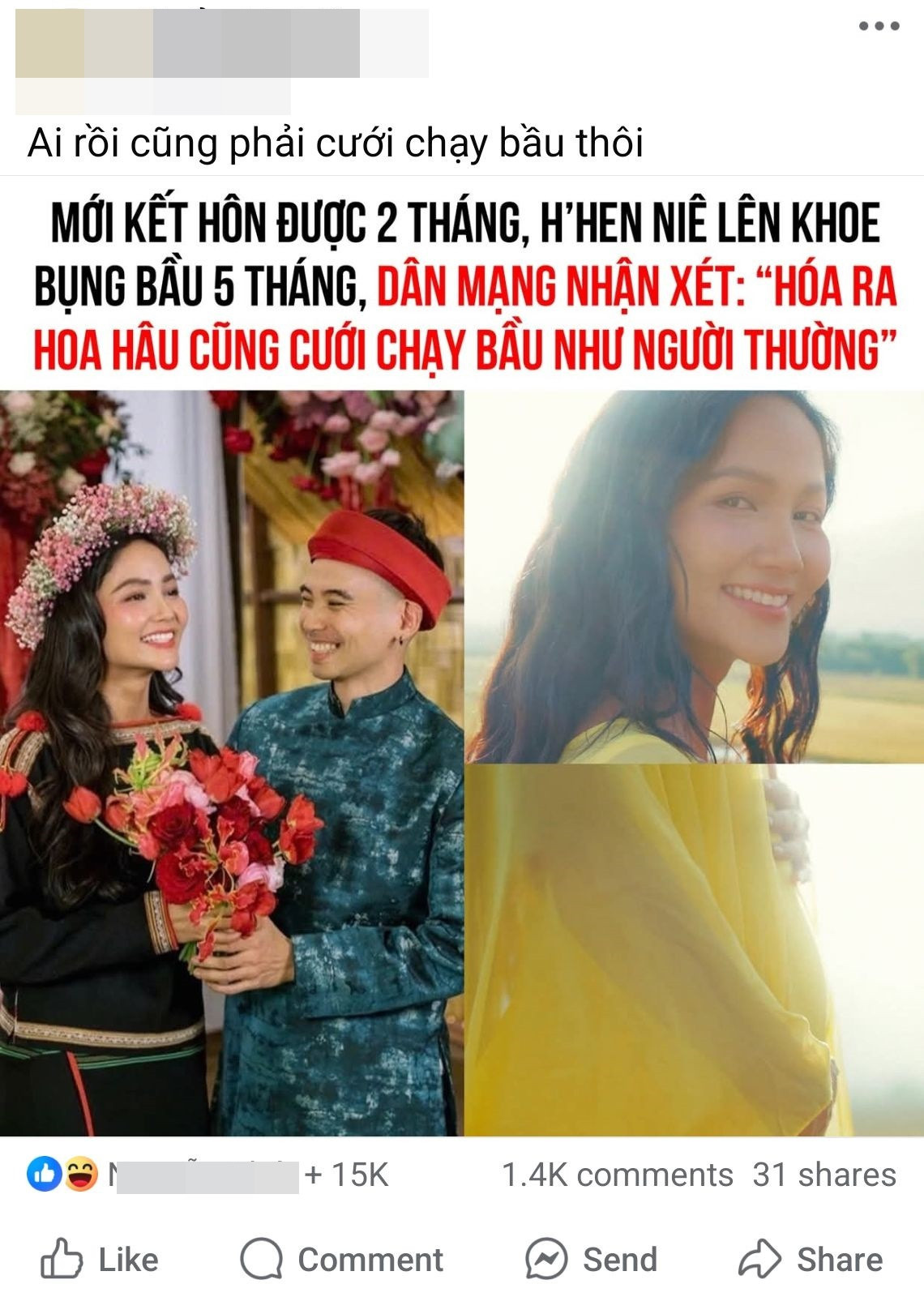 Chồng HHen Niê nói gì trước thông tin cưới chạy bầu