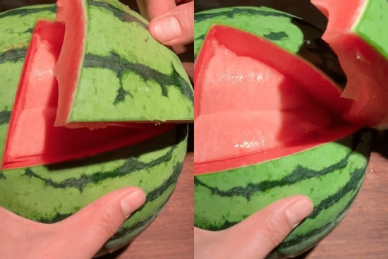 Độc lạ quả dưa hấu nhìn như không có cùi trắng khiến netizen khăng khăng 'quả này có độc'