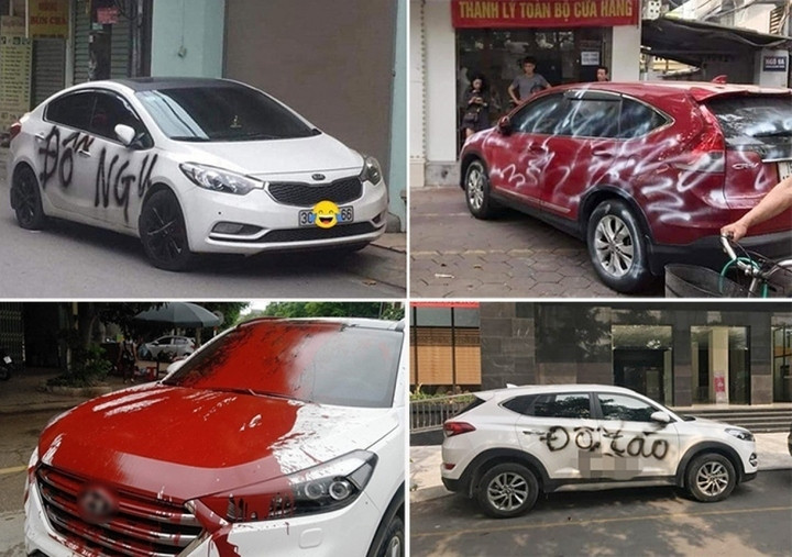 Vì sao người có mặt tiền kinh doanh thường rất hung dữ khi có xe đậu trước nhà? Nhiều vụ việc đỗ xe ô tô trước cửa nhà bị gia chủ tạt sơn, vẽ bậy. (Ảnh: VOV.VN)