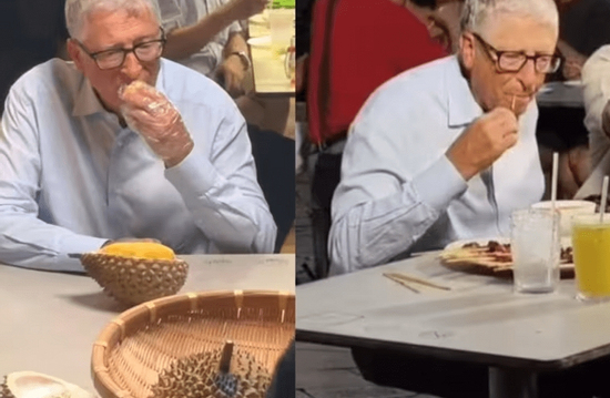 Bắt gặp Bill Gates ngồi ăn sầu riêng