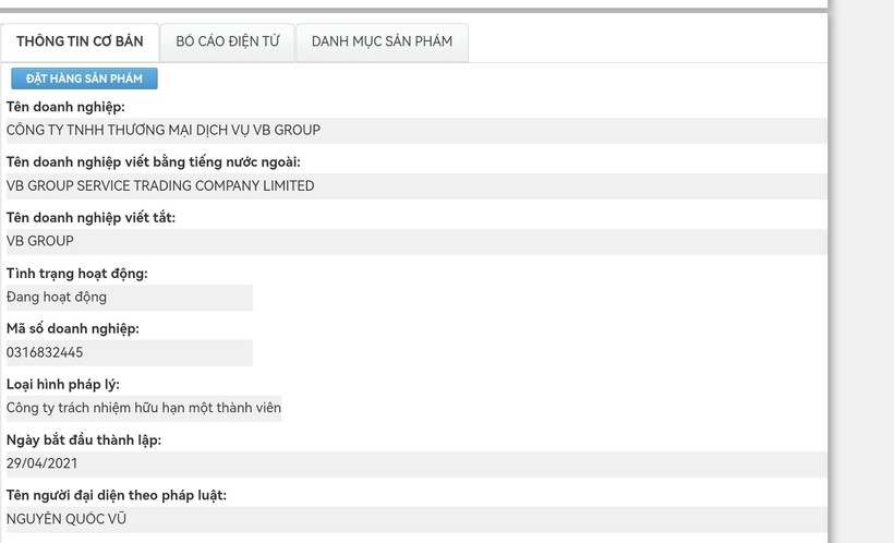 VB Group hiện do ông Nguyễn Quốc Vũ làm người đại diện theo pháp luật.