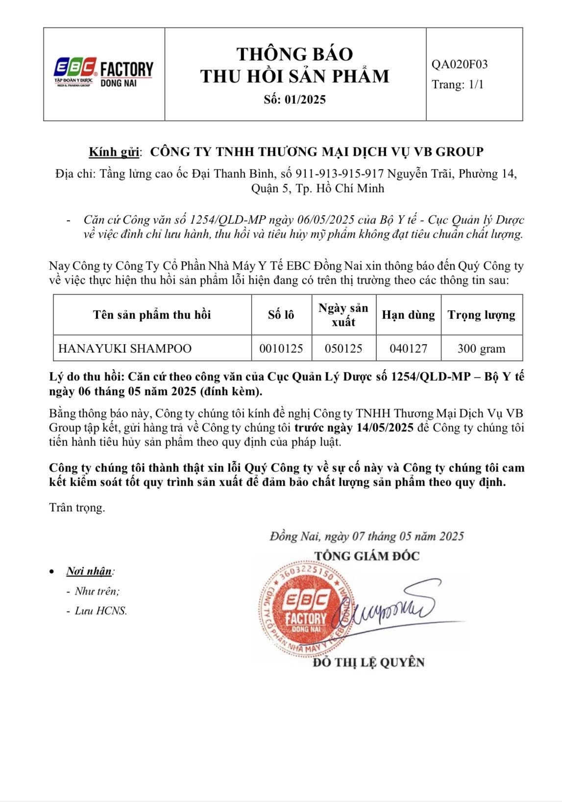 Thông báo gây xôn xao phía Đoàn Di Băng sau scandal loạt sản phẩm dầu gội bị tiêu hủy