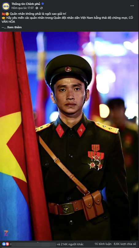 Fanpage Thông tin Chính phủ chia sẻ nóng về chiến sĩ Lê Hoàng Hiệp gây bùng nổ MXH