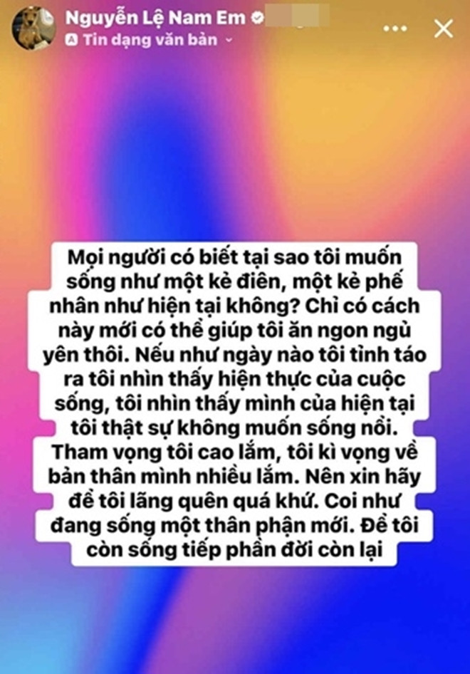 Nam Em tự nhận muốn sống như kẻ điên