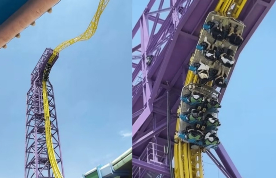 Tàu lượn gặp sự cố, 12 người bị treo ngược giữa trời, hoảng loạn tột độ