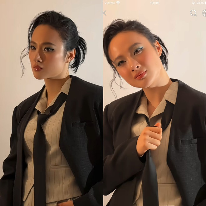 Angela Phương Trinh diện trang phục menwewar sau khi độ body săn chắc