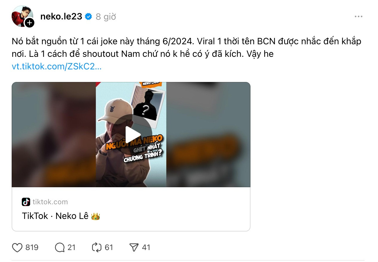 Neko Lê giải thích về trò đùa Neko Lê giải thích về trò đùa