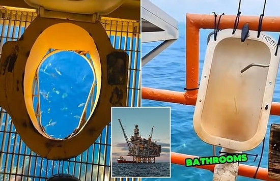 Bồn cầu 'xuyên thấu' trên giàn khoan giữa đại dương khiến dân mạng rùng mình