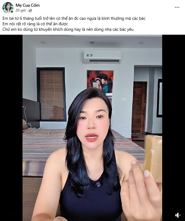 Mẹ Cua Cốm Tiktoker review cao ngựa dùng cho trẻ 6 tháng tuổi gây sốc cõi mạng là ai
