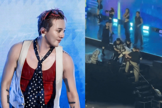 Đoạn video ghi lại cảnh 'fan cuồng' lao lên sân khấu khi G-Dragon đang biểu diễn ở Việt Nam