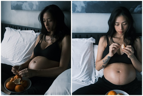 Ngô Thanh Vân khoe cận bụng bầu rạn da, thâm sạm ở tháng cuối thai kì