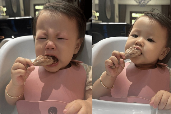 Phương Oanh khoe biểu cảm 'siêu cấp đáng yêu' của con gái khi ăn, ai cũng khen giống Shark Bình