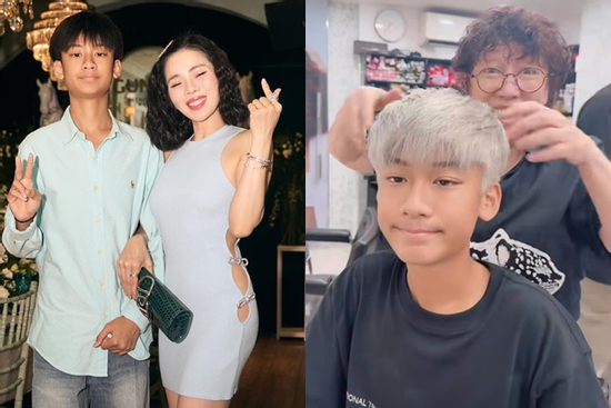 Lệ Quyên gây tranh cãi khi khoe con trai nhuộm tóc trắng xóa ở tuổi 14