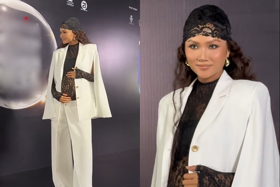 H'Hen Niê bế bụng bầu to tướng lên thảm đỏ, mẹ bầu slay nhất Vbiz?