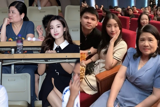 Đỗ Mỹ Linh và phu nhân Bầu Hiển chung khung hình, lộ rõ mối quan hệ mẹ chồng - nàng dâu