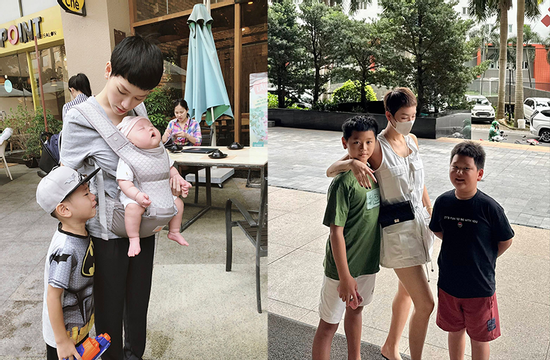 Trà My idol khoe ảnh 'quá khứ - hiện tại' của hai con trai, netizen nhận xét: Cậu cả giống hot boy, cậu út thì như... phú đại nhị