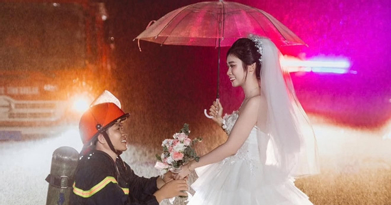 Lấy anh lính cứu hỏa, cô gái Hà Tĩnh có bộ ảnh cưới đẹp như phim
