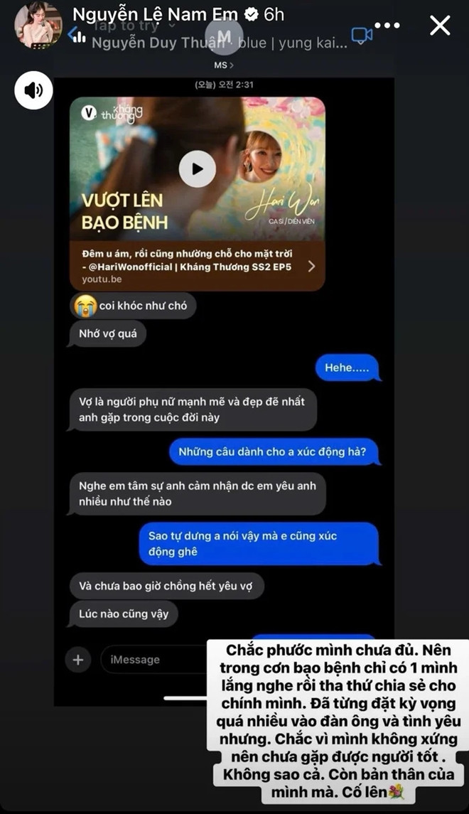 Nam Em trải lòng tâm sự khi thấy Hari Won hạnh phúc