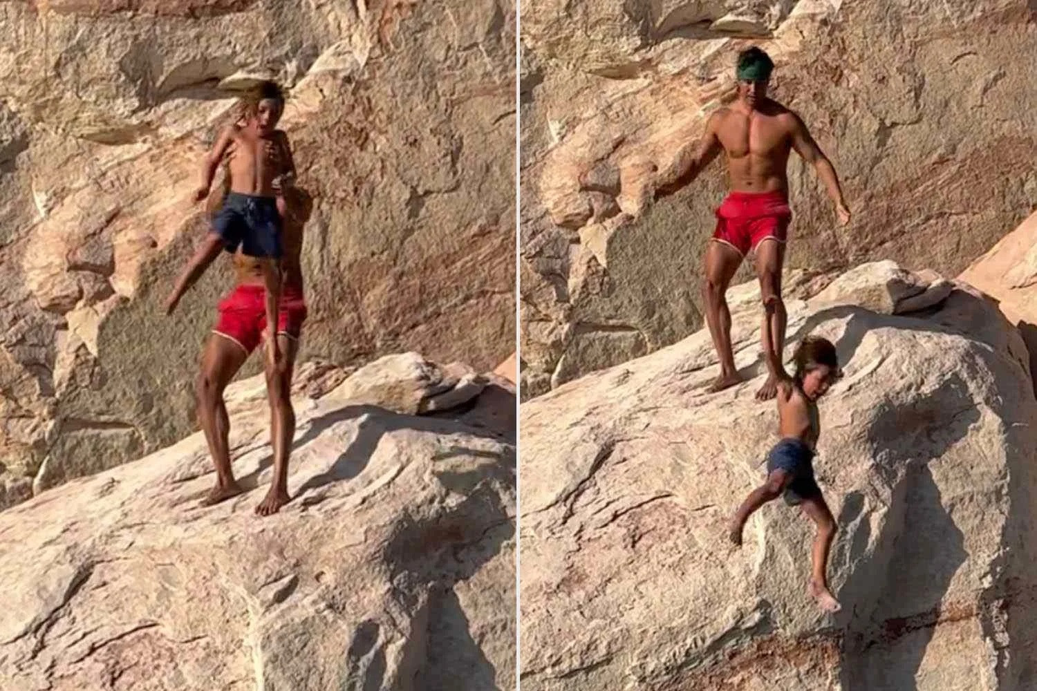 Ném con trai 7 tuổi từ vách đá xuống hồ, người bố lên mạng giải thích điều bất ngờ - Ảnh 1.