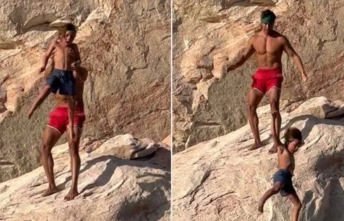 Ném con trai 7 tuổi từ vách đá xuống hồ, người bố lên mạng giải thích điều bất ngờ