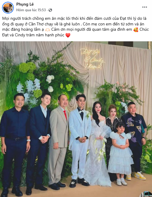 Vợ sao nam Vbiz lên tiếng khi chồng bị chê ăn mặc lôi thôi đến đám cưới Đạt G