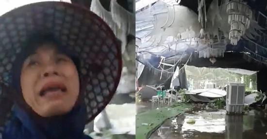 Nhìn bạt cưới bị xé nát, người phụ nữ Hà Nội khóc thành tiếng, dân mạng xót xa