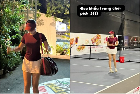 Á hậu đình đám Vbiz bịt kín mặt đi đánh Pickleball, nhìn outfit ra sân là biết 'không hề tầm thường'