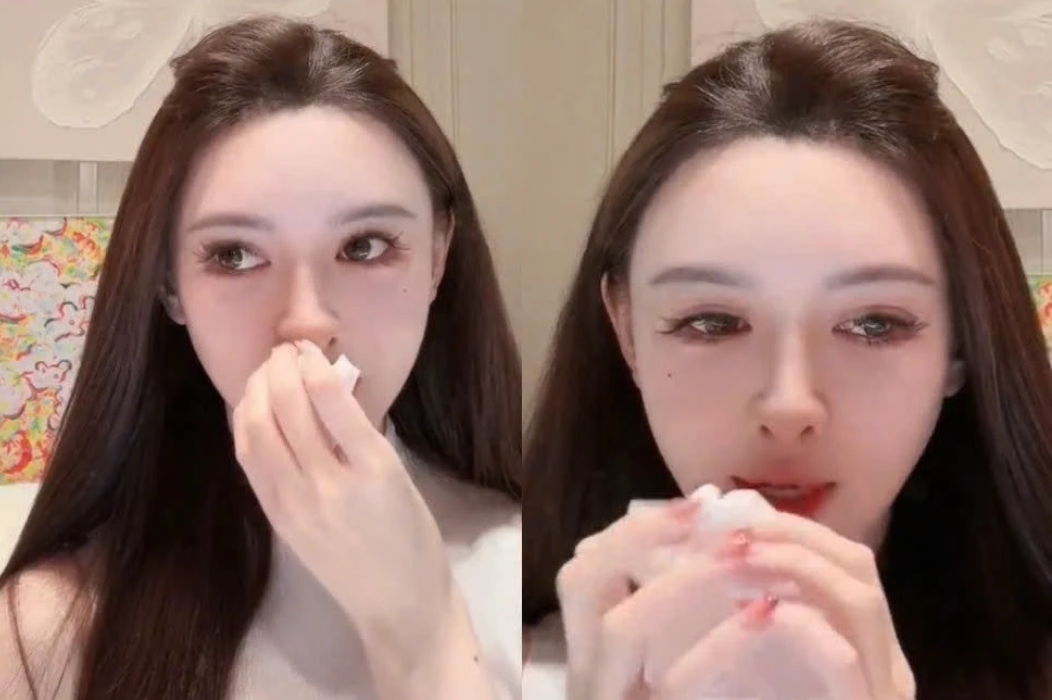 Bạn gái của Huỳnh Hiểu Minh - Diệp Kha bất ngờ bật khóc trên sóng livestream - Ảnh 1