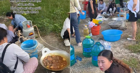 Cả xóm 200 người cùng du lịch, đi đến đâu mượn bếp nấu ăn đến đó